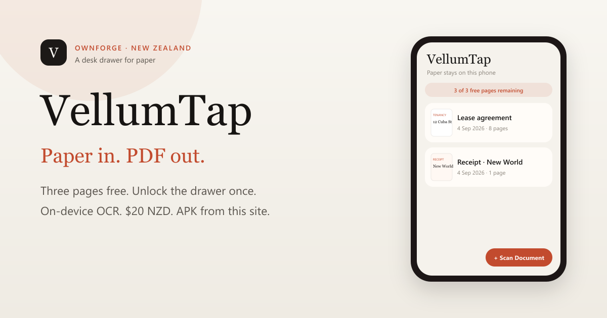 VellumTap offline PDF scanner for Android