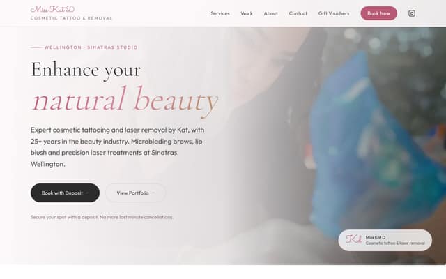 Miss Kat D cosmetic tattoo website homepage
